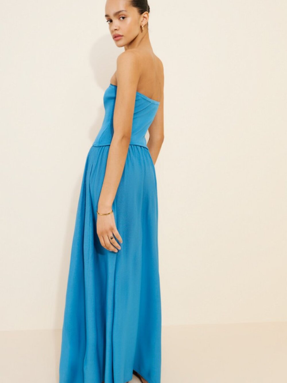 Solid & Striped Strapless Soglio Dress French Blue Jersey Midi S